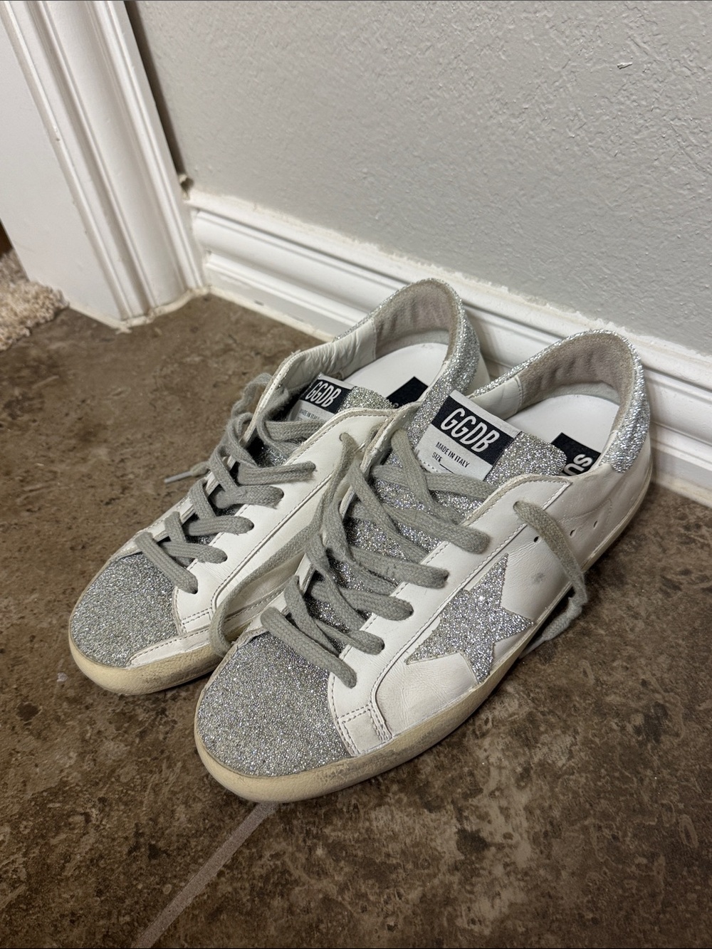 Golden Goose White & Silver with Swarovski Crystals
